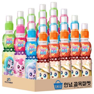 [안녕골목마켓] 캐치 티니핑 음료 세트 복숭아 5개 밀크 5개 사과 5개 딸기 5개 총 20개, 1세트, 200ml