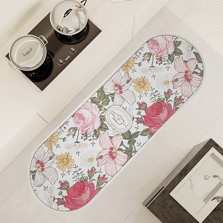 포유 뷰티 플라워 타원형 욕실 화장실 주방 규조토 발매트, 뷰티 플라워 타원형 발매트(주방용)/A