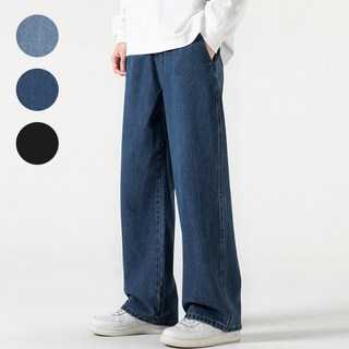 사계절 세미 와이드 데님 청바지 남성 팬츠