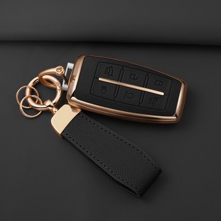 HAKO 소프트 가죽TPU 키케이스+키홀더 (제네시스호환 6버튼 8버튼), G-02, 블랙