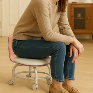 럭스룸 낮은 앉은뱅이 바퀴 회전의자 등받이형, 핑크, 1개