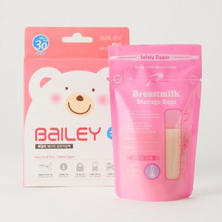베일리 모유저장팩 180ml 30매 - 국산/ 이중지퍼 밀폐/일회용, 1개