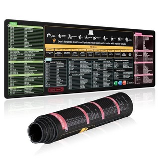 엑셀 워드 PPT 단축키 대형 마우스패드 사무실 키보드 데스크 매트 책상 장패드 게임용, Office, 60x30x0.2 cm, 1개