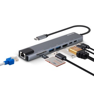 스마텍 ST-AH800 C타입 8IN1 멀티허브 8포트 LAN포트, 1개