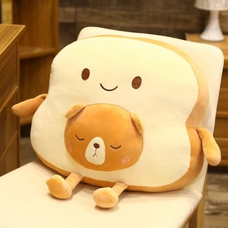 빵 쿠션 식빵 펭귄 딸기 베개 귀여운 당근, C_브라운 베어
