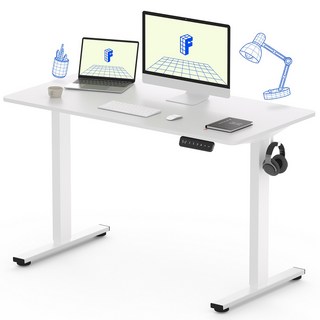 FlexiSpot 전동 모션데스크 EF1 컴퓨터책상 높이조절책상 A/S 5년 높이690-1100mm 학생책상 낮은 높이 사무실책상 게이밍책상, 화이트