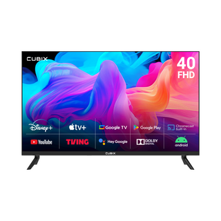 큐빅스 FHD LED 스마트 TV 101cm(40인치) 구글 안드로이드 11 HDR 블루투스 WIFI 넷플릭스 유튜브 에너지효율 1등급, LE-401FSGA, 스탠드형, 고객직접설치