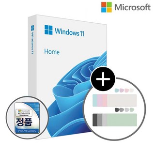 마이크로소프트 윈도우 Windows 11 Home 처음사용자용 패키지 FPP 한글 USB (장패드 + 티코스터 증정), 윈도우 11 홈 FPP (장패드 + 티코스터 증정), 1개, 카밍그린