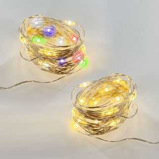 2M LED 와이어 줄조명 크리스마스 무드등 (건전지포함), 전구색5개+무지개색5개, 1세트