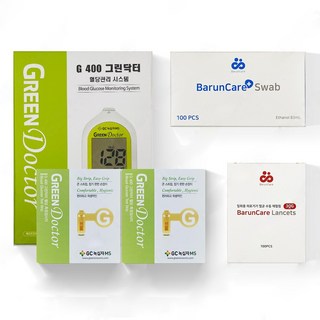 그린닥터 혈당측정기 + 시험지100매 + 채혈침100매 + 알콜솜100매, 그린닥터혈당측정기세트, 1세트