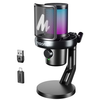 마오노 무선 콘덴서 마이크 게이밍 방송용 스트리밍 DM40, 탁상형, 블랙, DM40 Pro