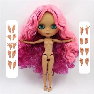 브라이스 인형 조인트 바디 다크 스킨 매트 페이스 로즈와 핑크 퍼플 헤어, A. matte face, 1. doll with hand AB, 1개