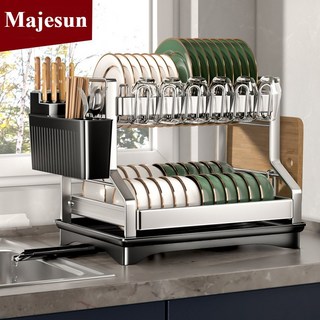 Majesun 주방 프리미엄 보강 304 물빠짐식기건조대 그릇정리대 2단 건조대, 건조대 × 1개, 1개