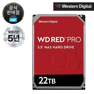 WD RED PRO NAS HDD SATA3 3.5인치 하드디스크 22TB (WD221KFGX), WD221KFGX