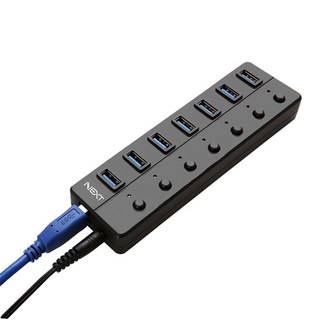 NEXT /USB3.0 허브/7포트/유전원/개별스위치, 검정, 1개