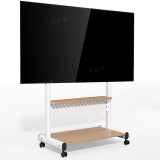 티비 거치대 스탠드 브라켓 TV 이젤형 낮은 이동형 받침대, 1개, 흰 프레임+원목색 홀홀판+단층수납, 기본 색상