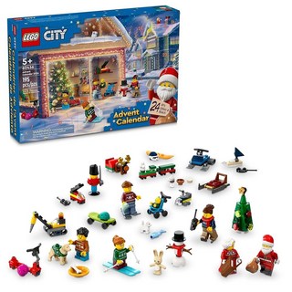 LEGO 레고 City 2024 재림절 달력 만 5세 이상을 위한 휴일 카운트다운 선물 어린이를 24가지 서프라이즈 축제 스웨터가 있는 재미있는 미니어처 크리스마스 피규어, LEGO 레고 City 2024 재림절 달력, 만 5세