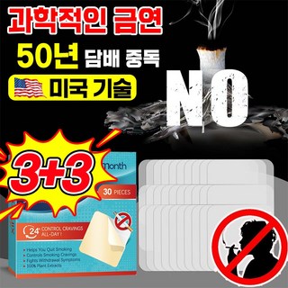 초특가 1/1+1 스티커 패치 30P 보조제 보조 용품 스틱 실제로 흡연량 감소 천연 성분, 6개, 투명