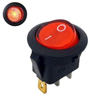 2단3핀 로커스위치 220V LAMP레드 20mm (HAS0201), 1개