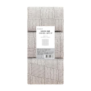 샤바스 디자인이 예쁜 샤워타월 스퀘어, 그레이, 3개입, 1개