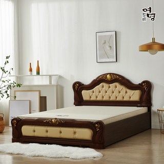 여명흙침대 (확장형)황토볼 엘리자베스 퀸Q 흙침대, 월넛, 아이보리