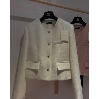 큐트버튼 트위드자켓 노카라 결혼식하객모임 출근 오피스룩 워킹맘 봄 직장 비지니스 올드머니