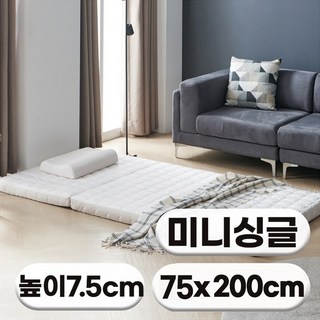 [특가쿠폰] 에코어 3단 접이식 천연라텍스 매트리스 8cm 밀도 80kg (미니싱글/미니슈퍼싱글/싱글/슈퍼싱글/퀸)