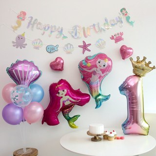 이벤트홀릭 인어공주 풍선 생일파티세트, 숫자풍선1