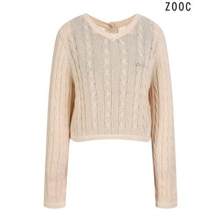 주크 라운드넥 꽈배기패턴 니트 V232KSL936 CR