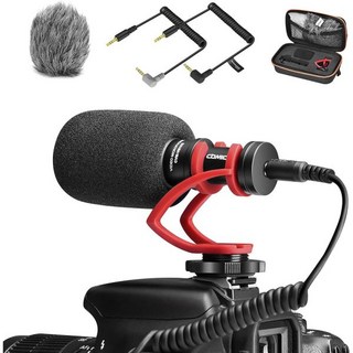 COMICA CVM-VM10II - 캐논 니콘 소니 파나소닉 DSLR 카메라용 카메라 마이크 캠코더 아이폰 삼성 갤럭시 안드로이드 스마트폰용 프로페셔널 유니버설 샷건 비디오, Red, 1개
