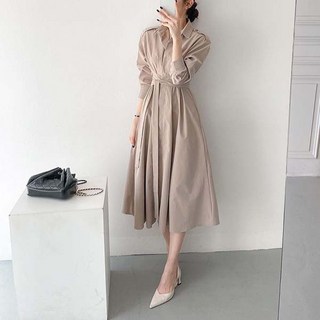 어반룩북 폴로넥 셔츠 스타일 긴팔 롱 줄리아 원피스