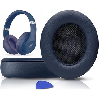 SOULWIT 교체용 이어패드-호환 모델 비츠 스튜디오 Beats Studio 2 / Studio 3 유선/무선 헤드폰 소음 차단 메모리 폼 두꺼운 패딩 다소재 가능 1쌍, Protein Leather, Navy+Blue, 1개