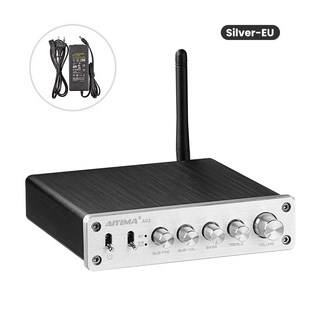 AIYIMA TPA316 서브우퍼 블루투스 앰프 하이파이 TPA3116D2 2.1 디지털 파워 앰프 50Wx2+100W 사운드 앰프 A03, Silver With EU Plug, 06 Silver EU