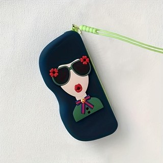 유니크한 대용량 휴대용 실리콘 안경 가방 선글라스 케이스, 1개, 17.5*7.9*3.8cm 짙은 그린