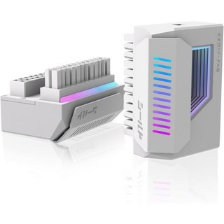 EZDIY-FAB GPU 컴퓨터 부품 케이블 인피니티 미러 ARGB 라이트가 장착된 이지디-팹 실드 24핀 각도 어댑터ATX 전원 커넥터 5V 3핀 동기화-180도-화이트-1, White, 1개
