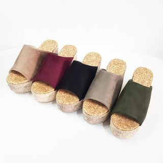 아크라 스웨이드 여자 통굽슬리퍼 9cm