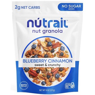 NuTrail Nut Granola 블루베리 시나몬 무설탕 함유 글루텐 프리 그레인 프리 케토 저탄수화물 건강한 아침 시리얼 226.8g(8온스) 6개입, 8 Ounce (Pack of 1), 1개, 227g