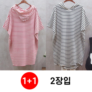 가오리 래시가드 후드 원피스 선염 반팔 티 슬림핏 레깅스 여성 루즈핏 디자인 편안함 스타일 스트라이프 패턴 상의 캐주얼 분위기 자유로운 움직임 1+1 2장입