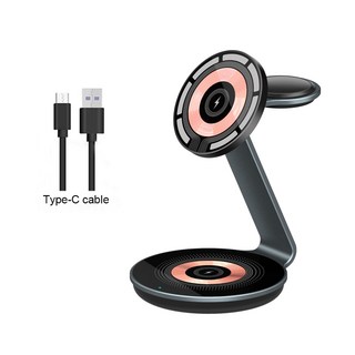 마그네틱 무선 충전기 스탠드 고속 스테이션 인덕션 USB 아이폰 15 12 프로 애플 워치 9, 02 Transparent, 1개