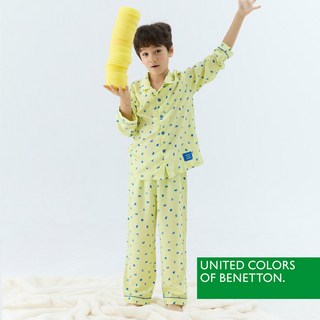 베네통 키즈 체크로고나염 긴팔 파자마세트