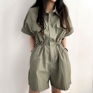 입꼬 꾸안꾸 바스락 아노락 반팔 집업 점프슈트
