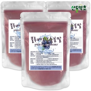산들약초 블루베리농축분말 미국산 블루베리, 500g, 3개