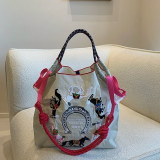 4컬러 방수 대용량 천리마 쇼퍼백 나일론 캔버스 에코백 크로스백 체인 바디백 토트백