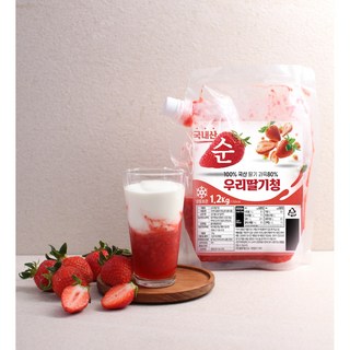 국내산 순 우리딸기청 대용량 딸기라떼 1.2kg, 1개입, 2개, 1200g