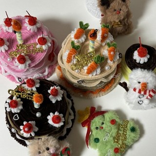 (뽀몽샵 diy) 크리스마스 생일 케이크 모루꽃 수납함 만들기 집콕놀이 방과후수업 원데이클래스 공방, 큰 케이크(크리스마스 글자판O), 딸기케이크, 1개