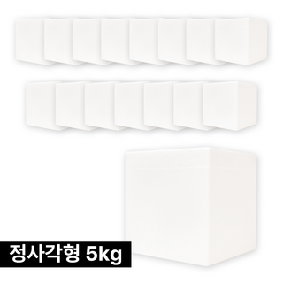 아이스박스 냉동식품 택배 스티로폼박스 5호 정사각형, 16개, 흰색 5kg