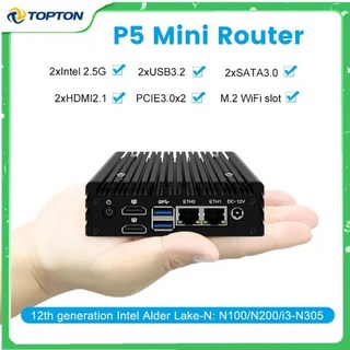 2025 Topton X86 P5 2x i226-V 팬리스 미니 방화벽 서버 12세대 Intel i3-N305 N100 DDR5 4800MHz HDMI2.1, 02 N100, 01 미국, 01 No Ram No Storage