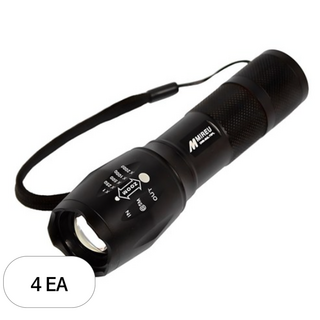 MIREU LED 줌 라이트 손전등 DNS-XML-T6PL, 1 COLOR(블랙), 4개