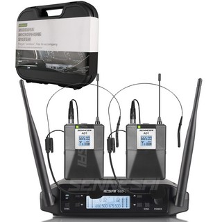 GLXD24 듀얼 무선 마이크 600 699MHz 시스템 무대 공연 UHF 동적 채널 핸드, 2 Ear Mic BOX