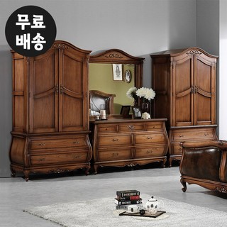 노엘 엔틱 민디원목 침실가구 세트 장롱 화장대